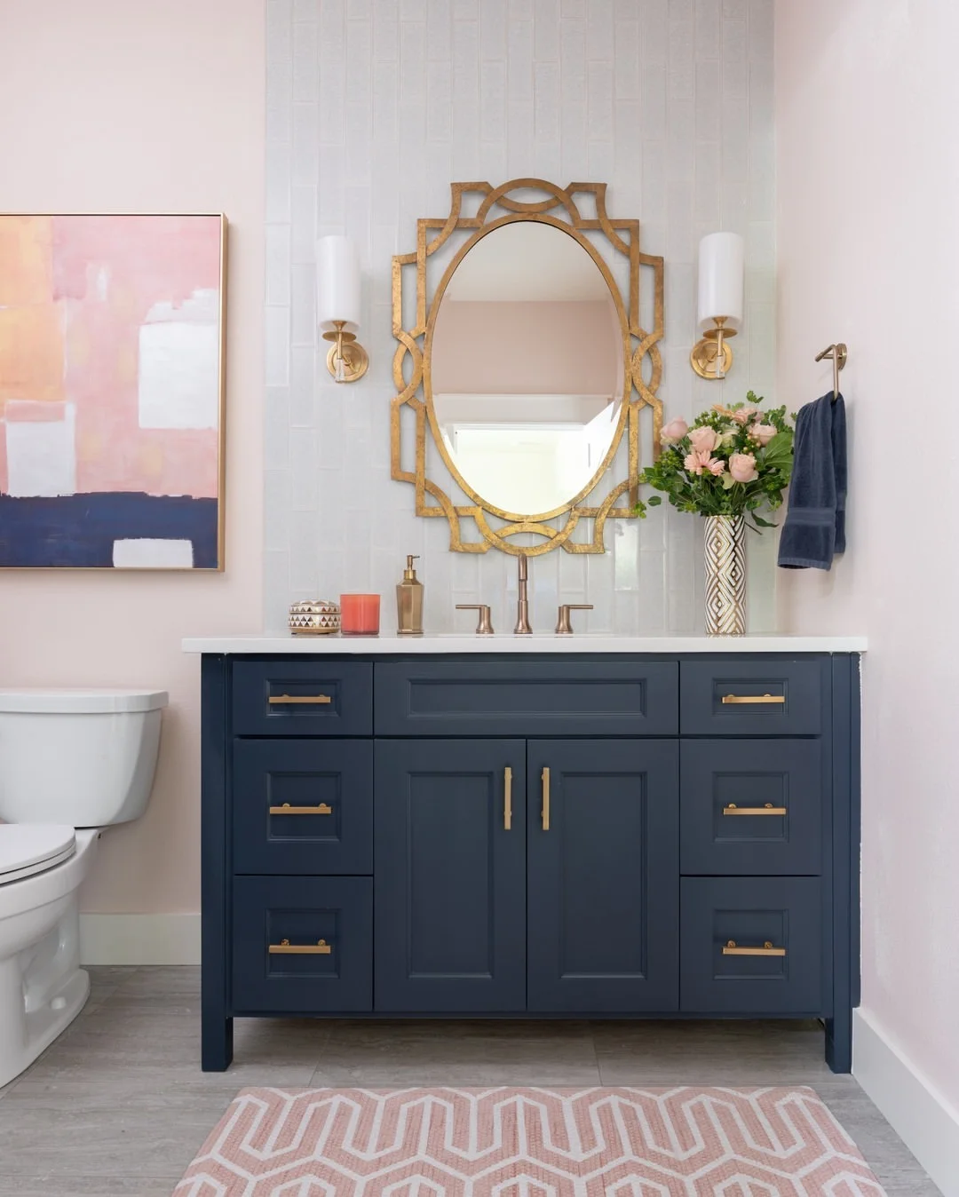 Chic Navy Blue Bathroom Vanity