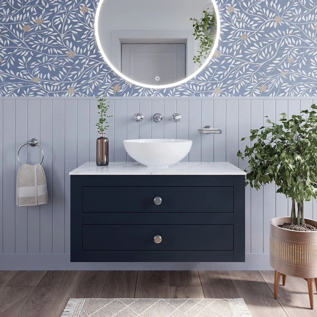 Floating Navy Blue Vanity