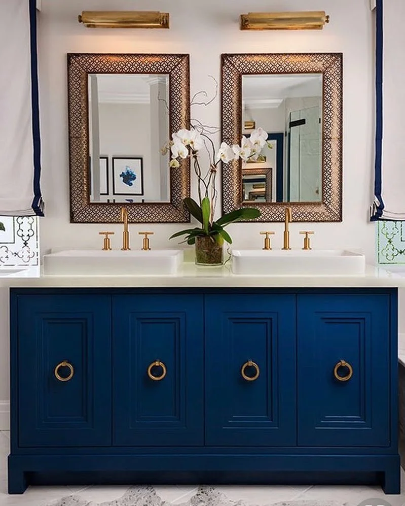 Bold Navy Blue Double Vanity