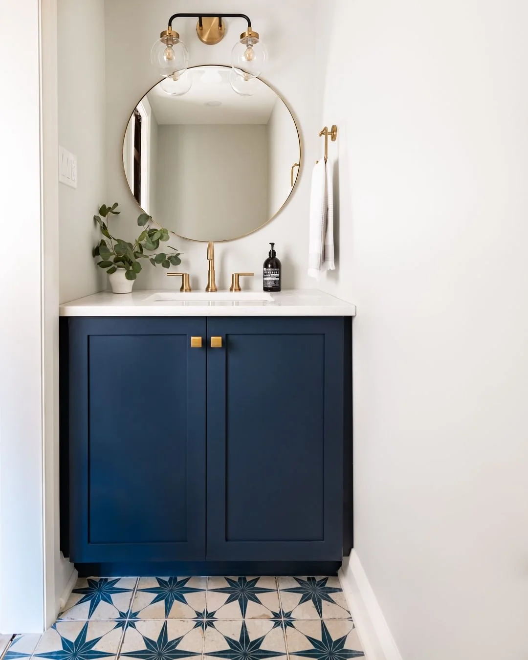 Navy Blue Vanity with Starburst Floor