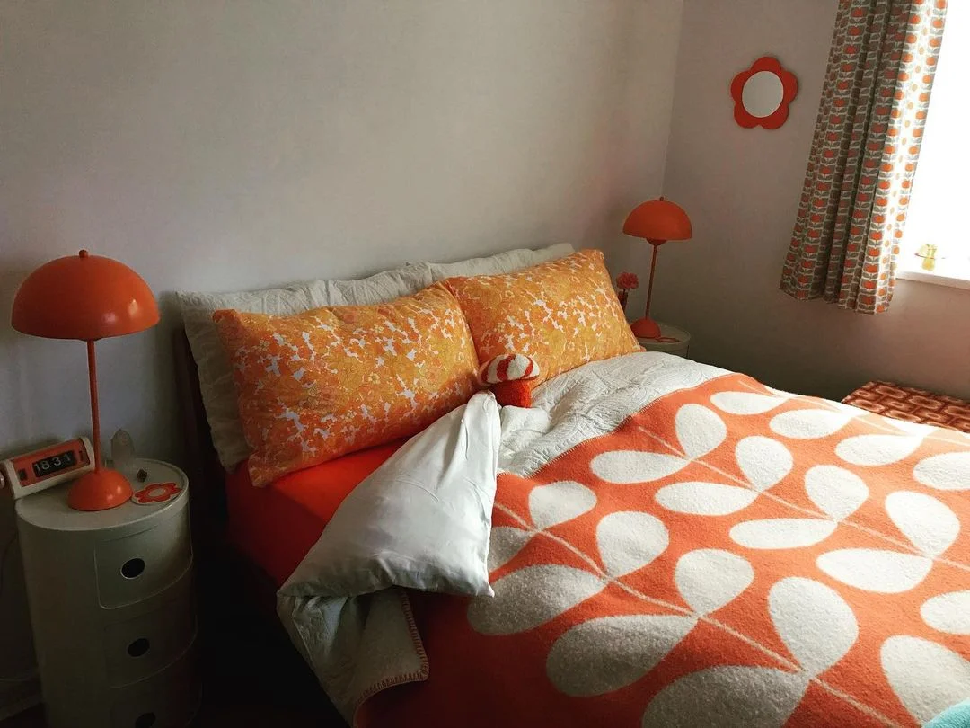 Retro Orange Blossom Bedroom