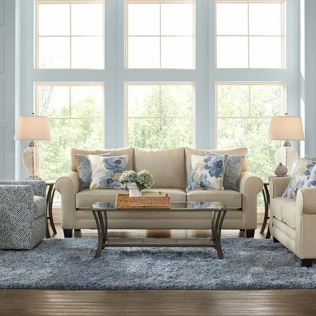 Light and Airy Living Room in Blues and Beiges