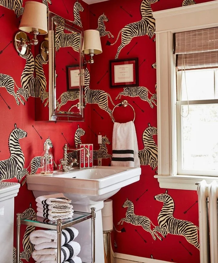 Wild Zebra Red Bathroom