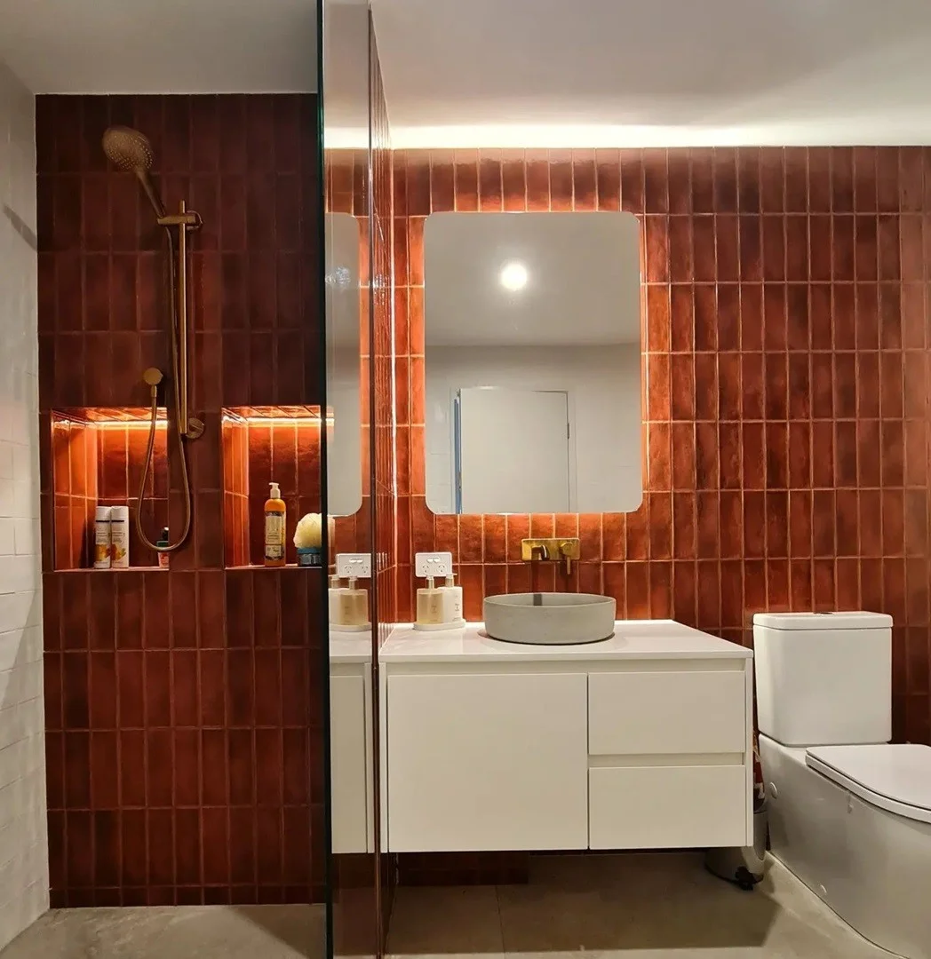 Modern Terracotta Tile Bathroom