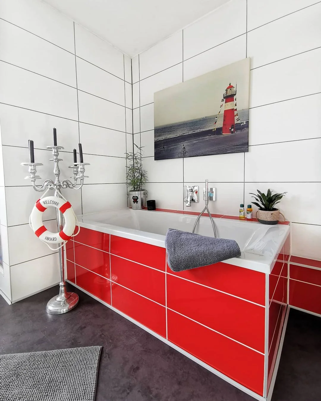 Red Nautical Bathroom