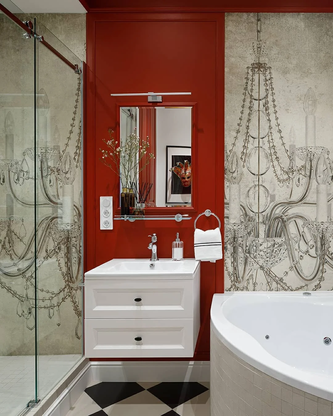 Crimson Chandelier Fantasy Bathroom