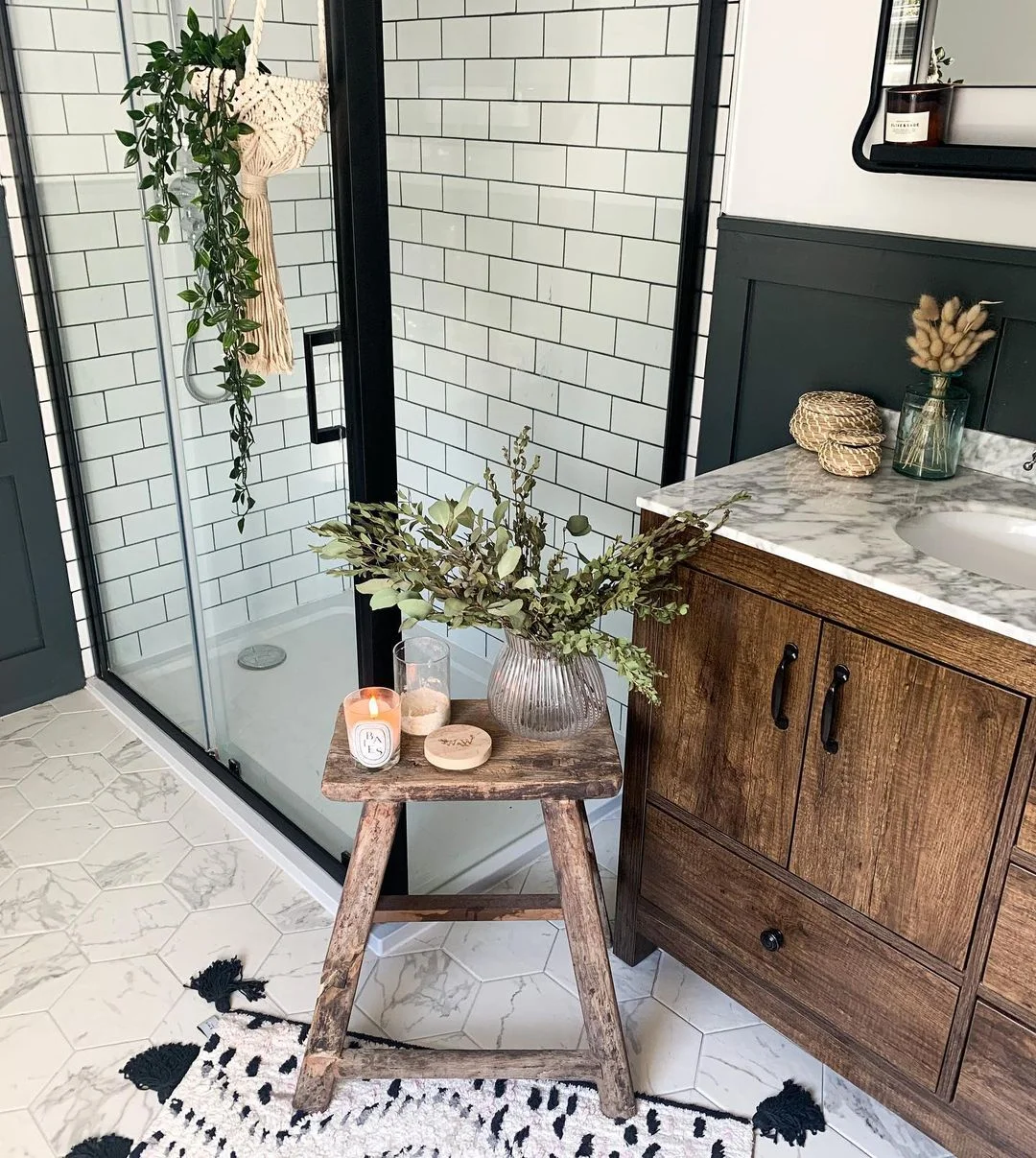 Modern Farmhouse Bathroom with a Touch of Boho