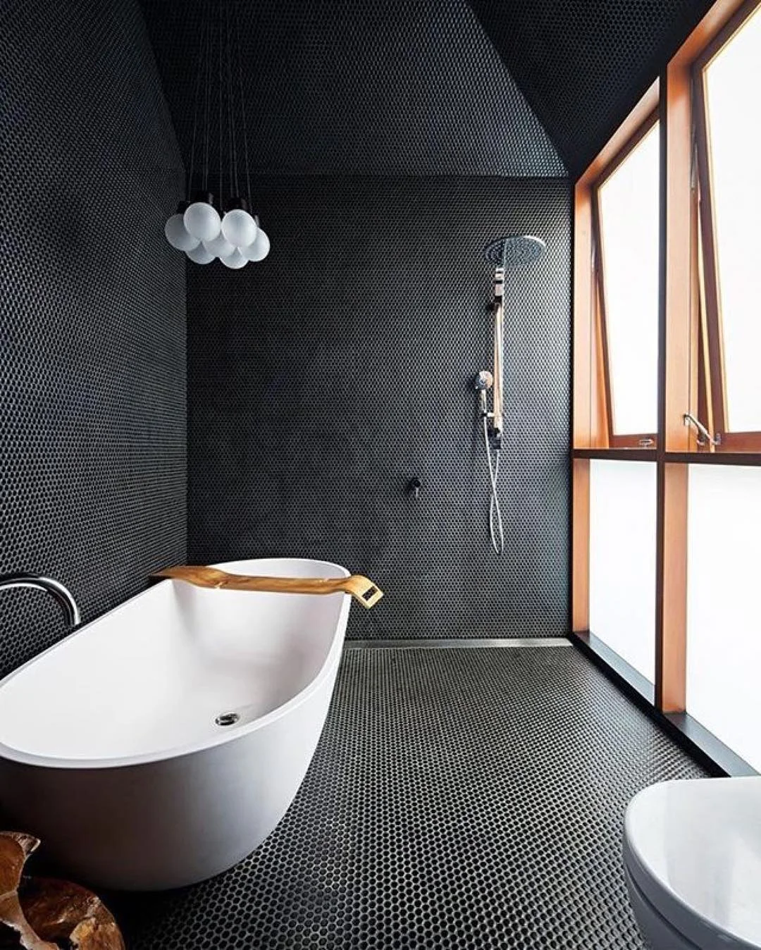 Dramatic Dark Scandinavian Bath Sanctuary