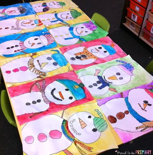 Snowman Directed Drawing Art Activity