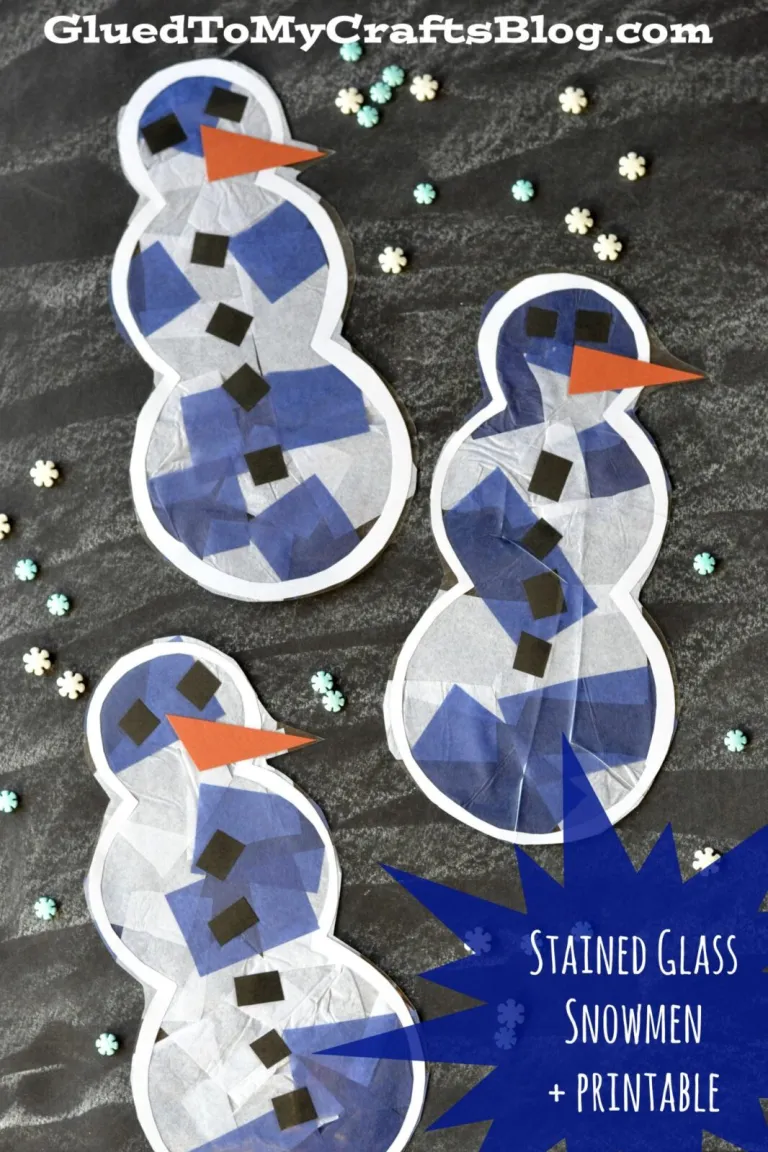 Stained Glass Snowmen Printable