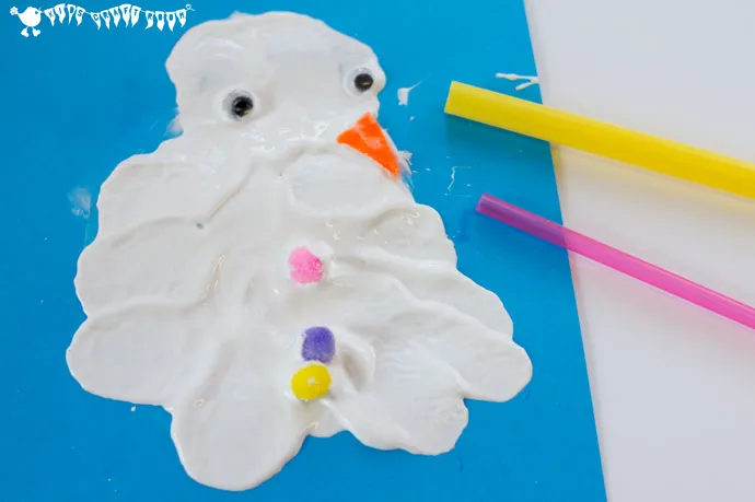 Melting Snowman Craft with Paint Blowing