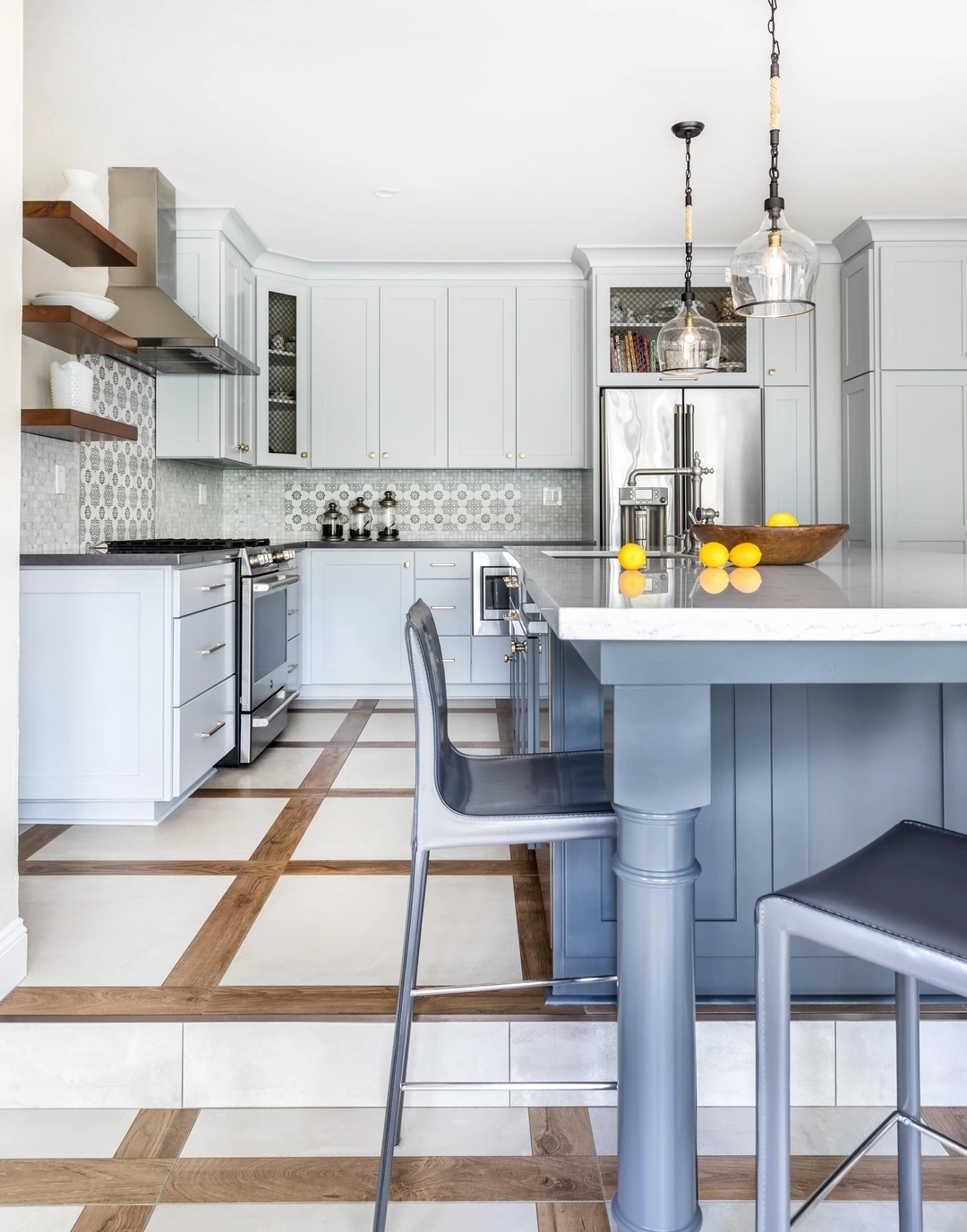 Modern Spanish Kitchen with Soft Blue Accents