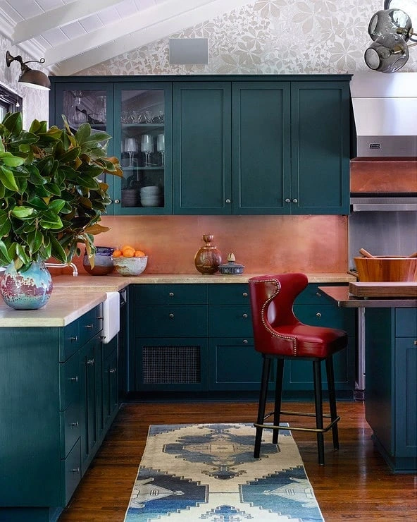 Jewel-Toned Spanish Kitchen with Copper Highlights