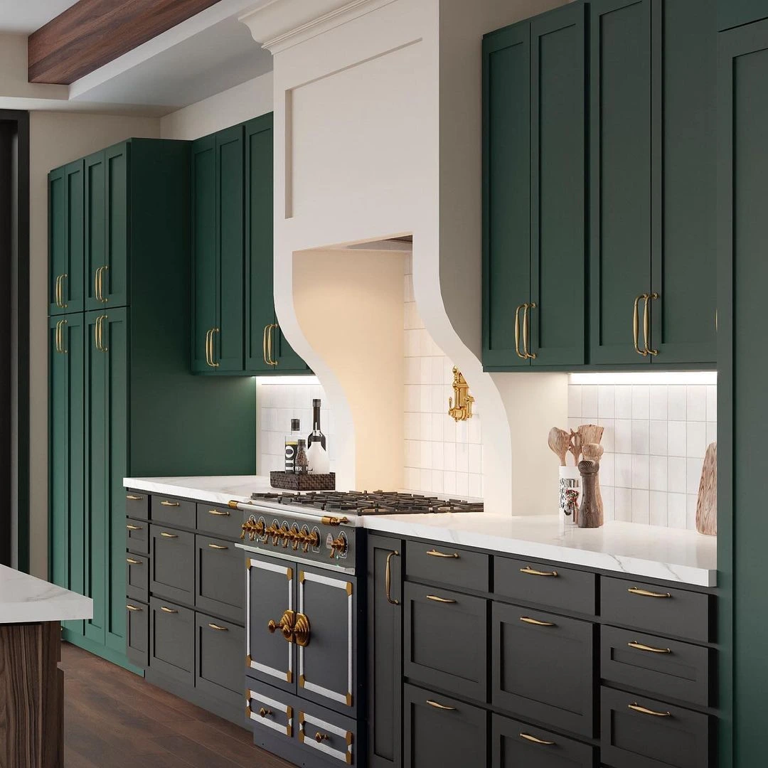 Lush Green and Gold in a Spanish-Inspired Kitchen