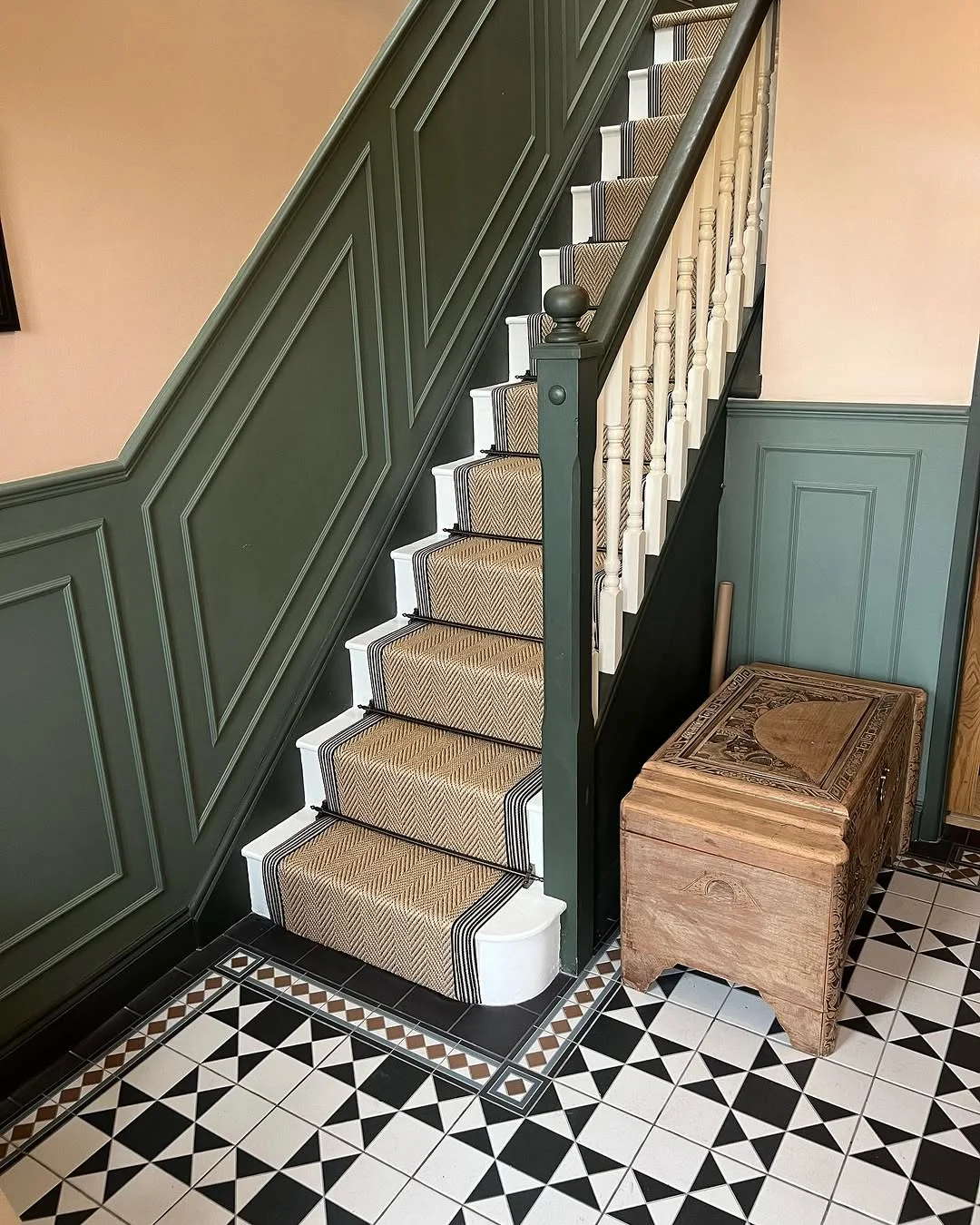 Chic Herringbone Stair Runner