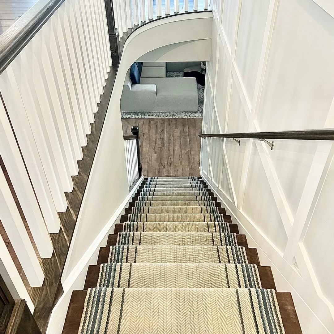 Neutral Stair Runner with Subtle Stripes