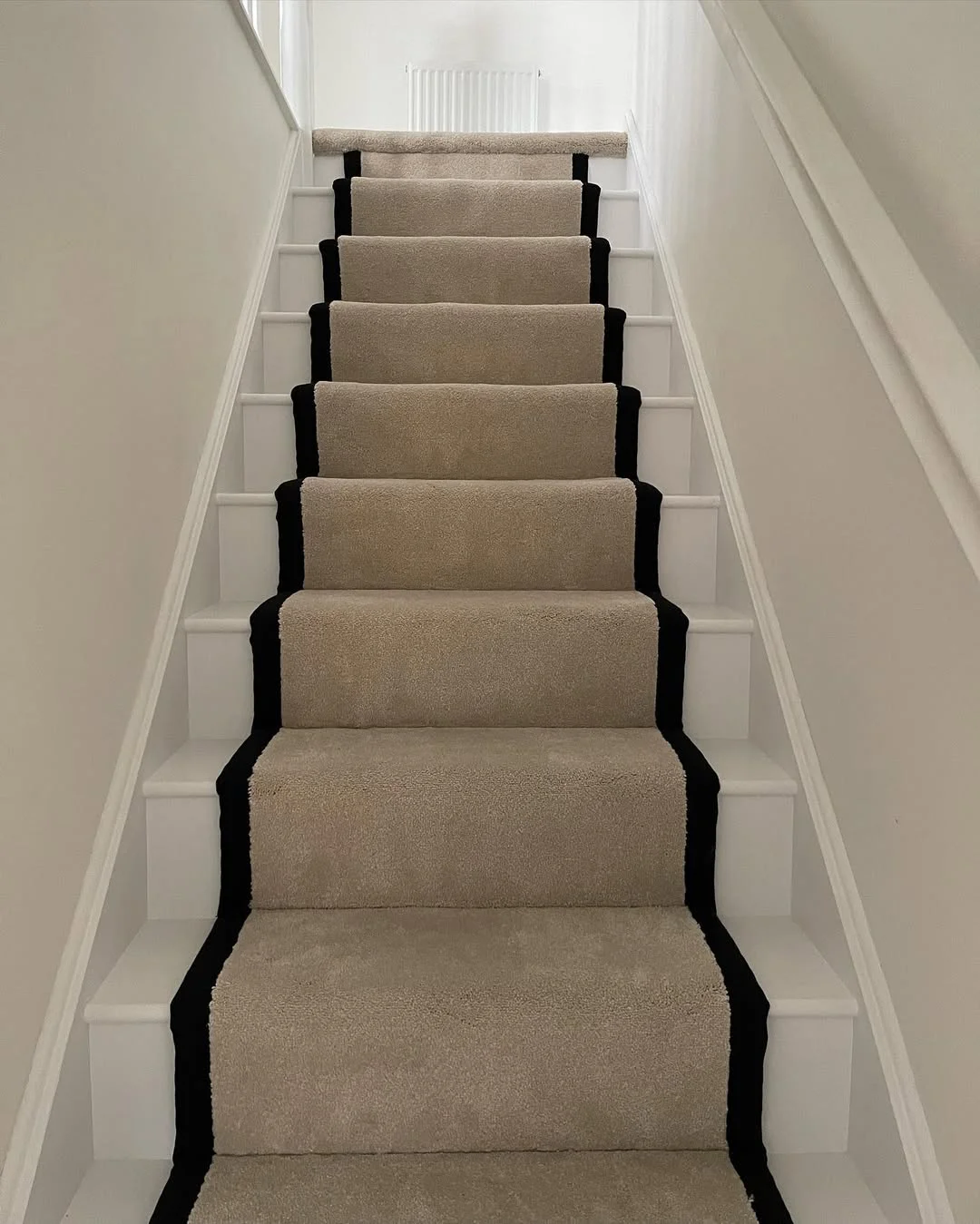 Neutral Stair Runner with Black Border