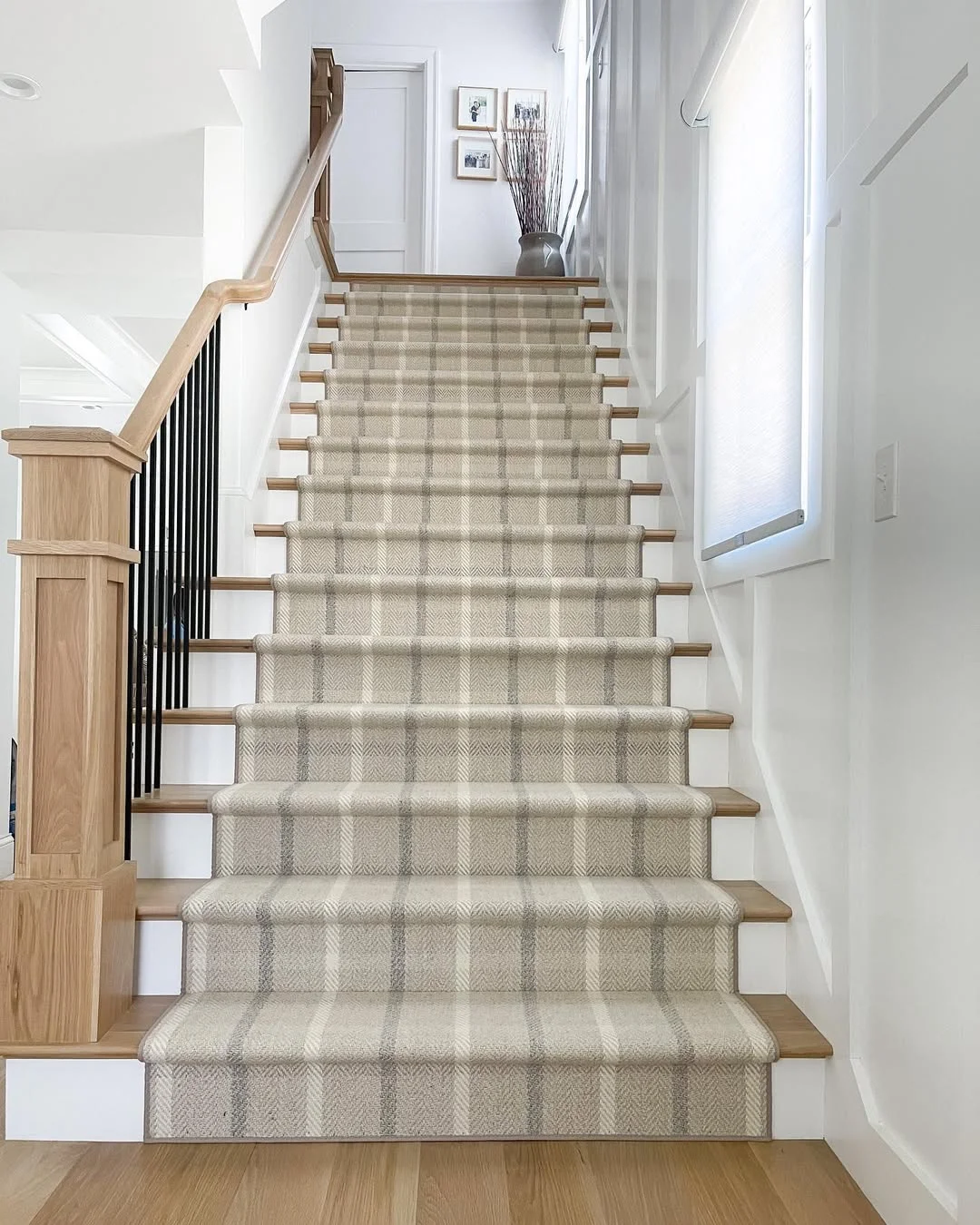 Neutral Plaid Stair Runner