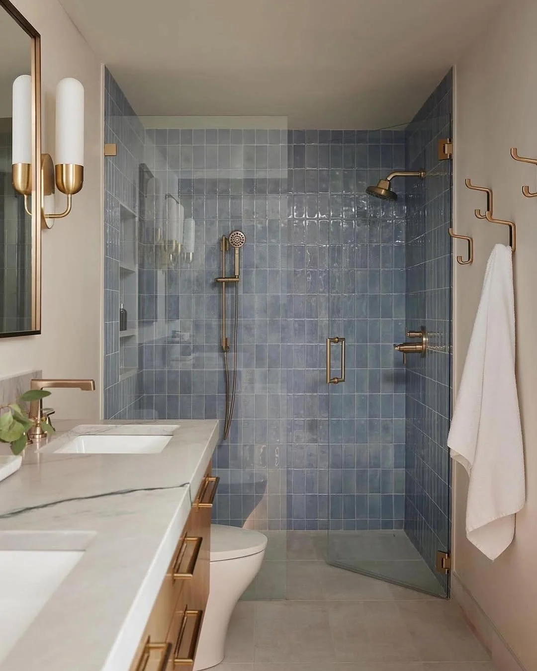 Modern Bathroom with Dusty Blue Tiles