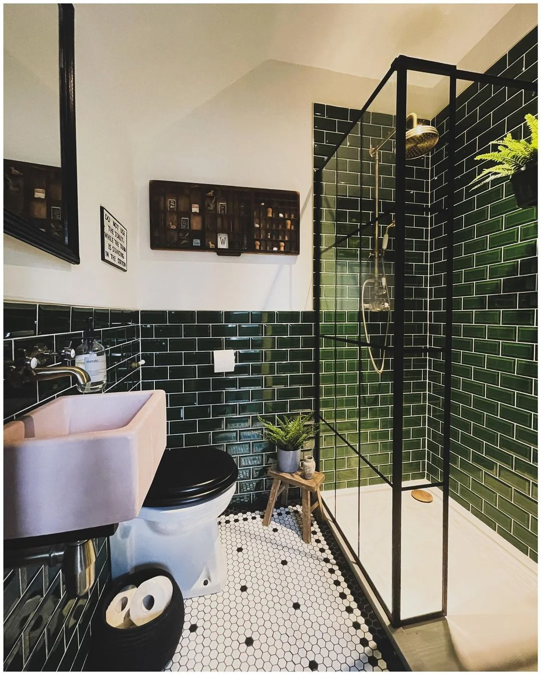 Emerald Subway Tile Shower Oasis