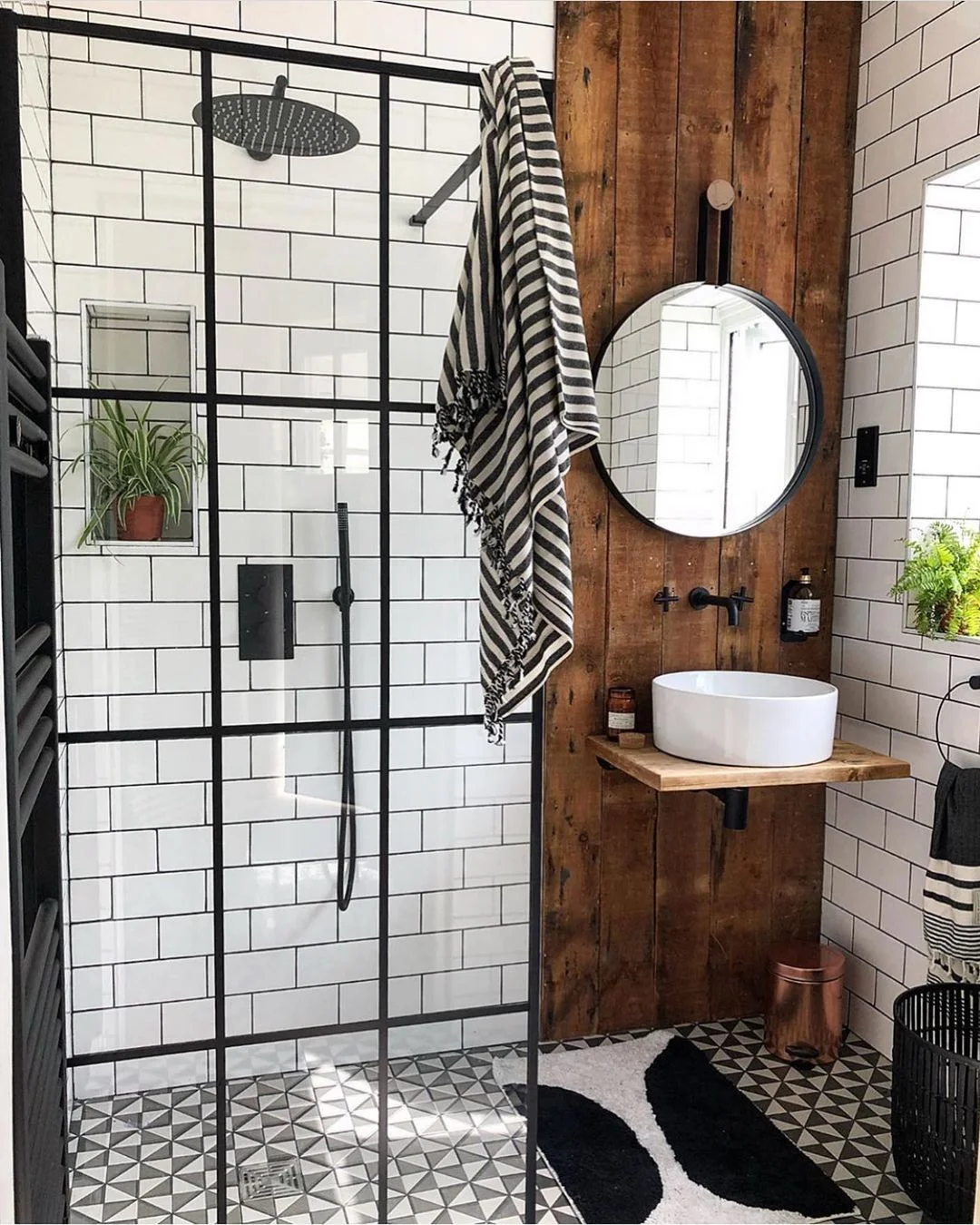 Modern Industrial Bathroom with Subway Tiles