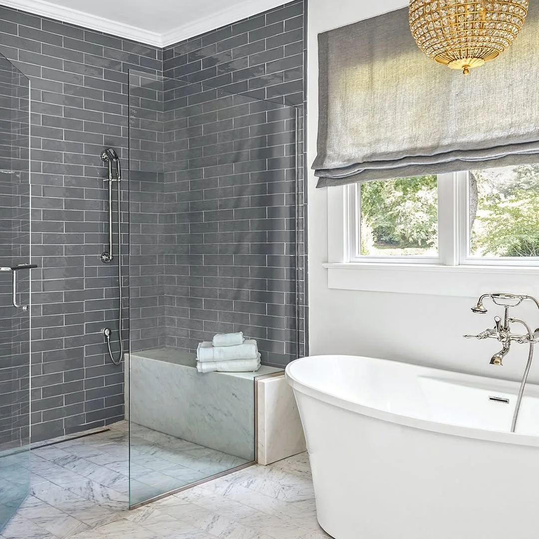 Sleek Gray Subway Tile Bathroom