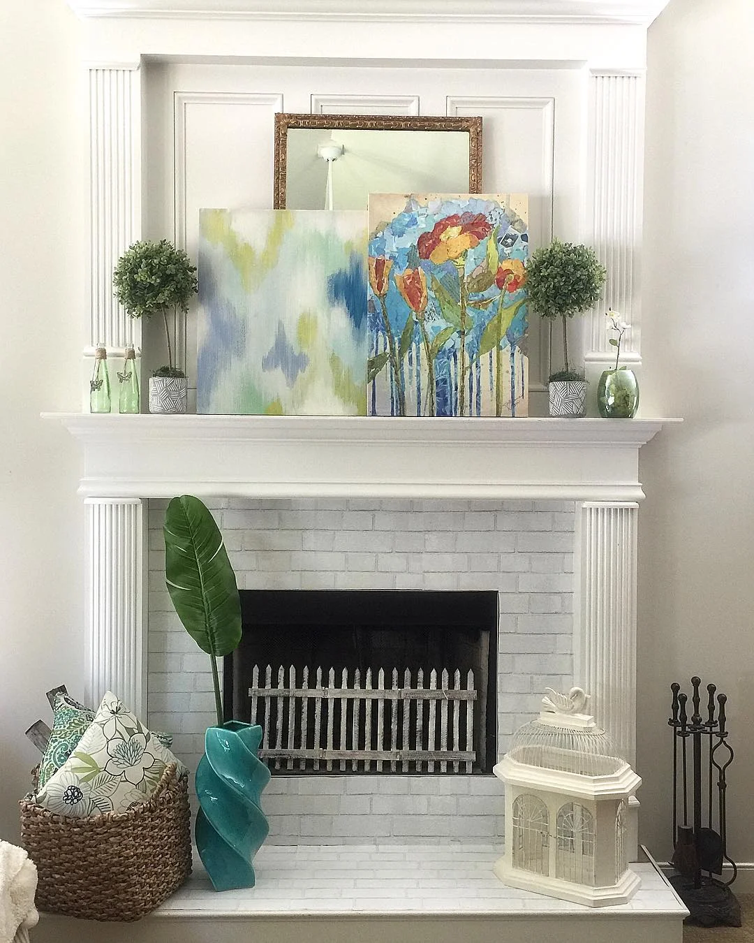 Bright and Airy Summer Mantel