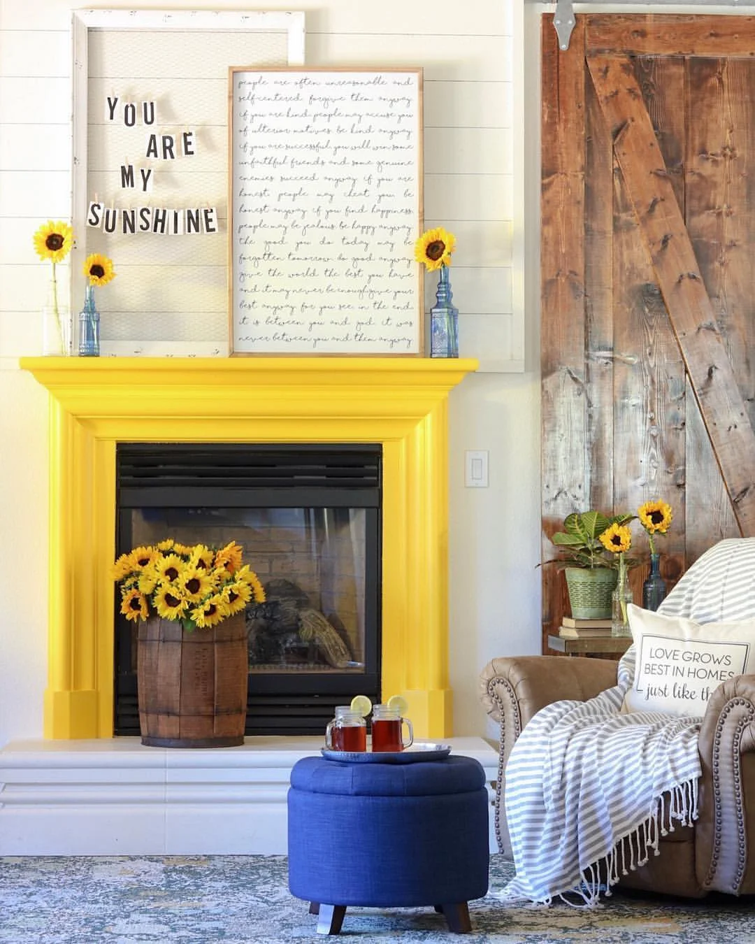 Sunshine and Sunflowers Summer Mantel