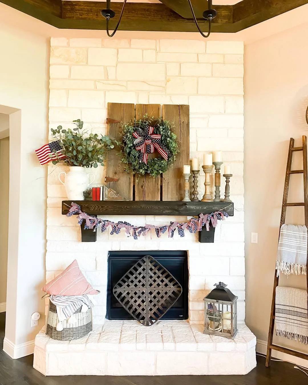 Rustic Patriotic Mantel Decor