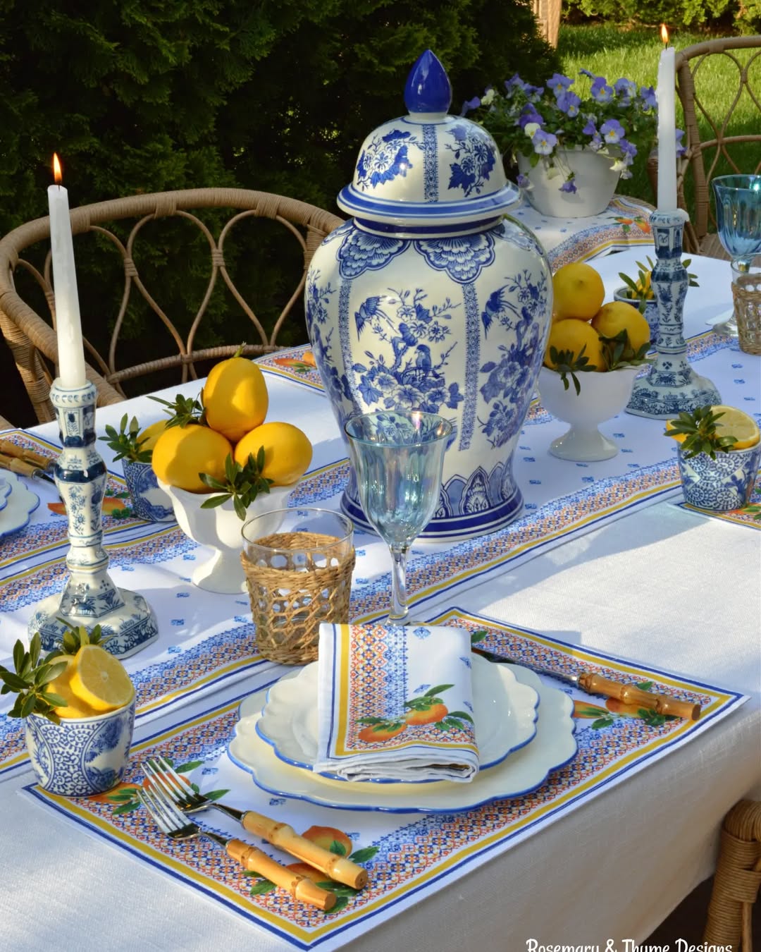 Blue and White Citrus Garden Party