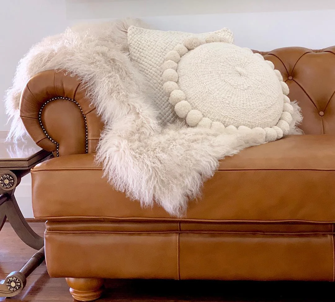 Cozy Tan Leather Chesterfield Sofa