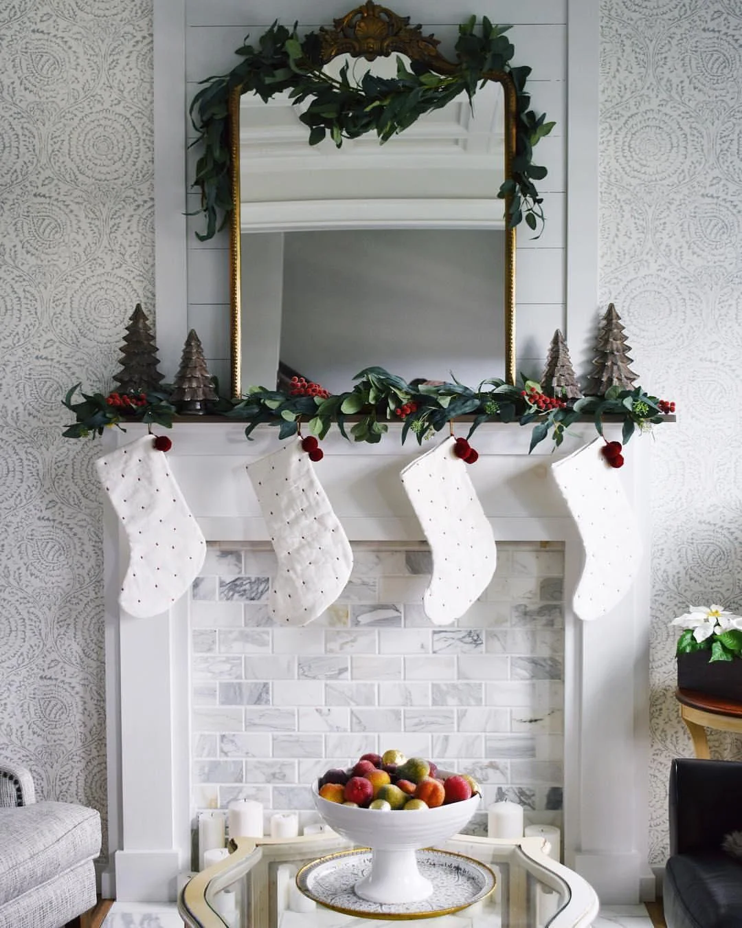 Festive Fireplace with Christmas Stockings