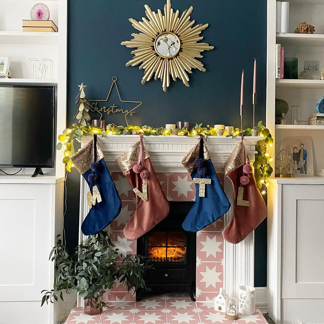 Festive Fireplace with Personalized Stockings