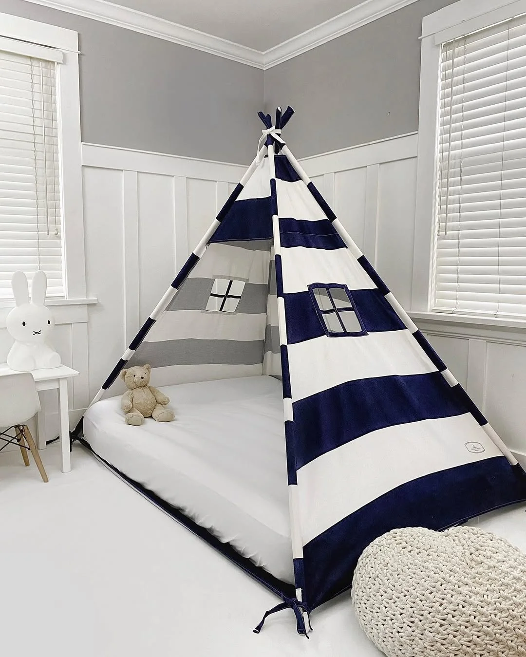 Navy and White Teepee Room