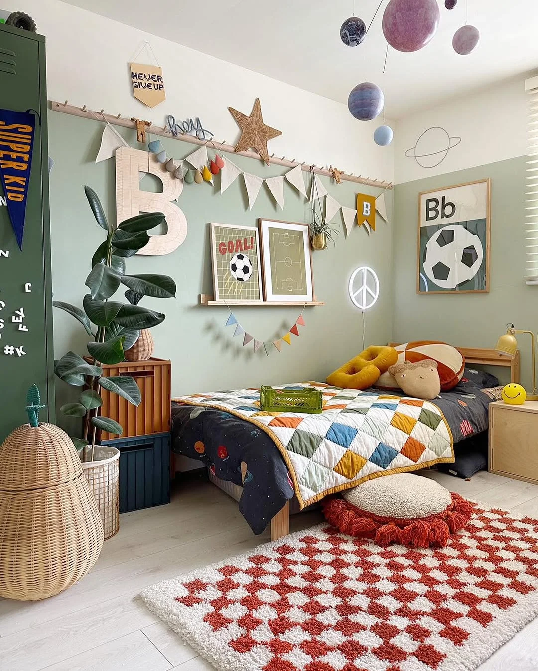 Boho Boy&#39;s Room with a Soccer Theme