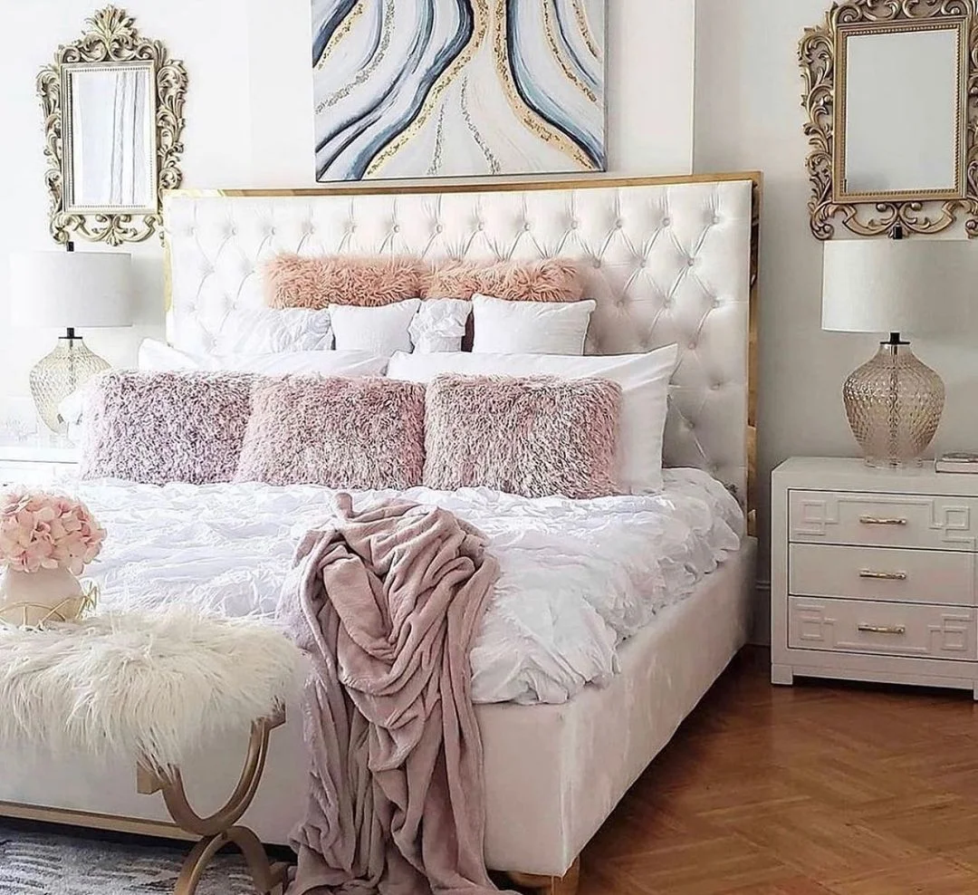 Luxurious Tufted Headboard &amp; Glam Decor