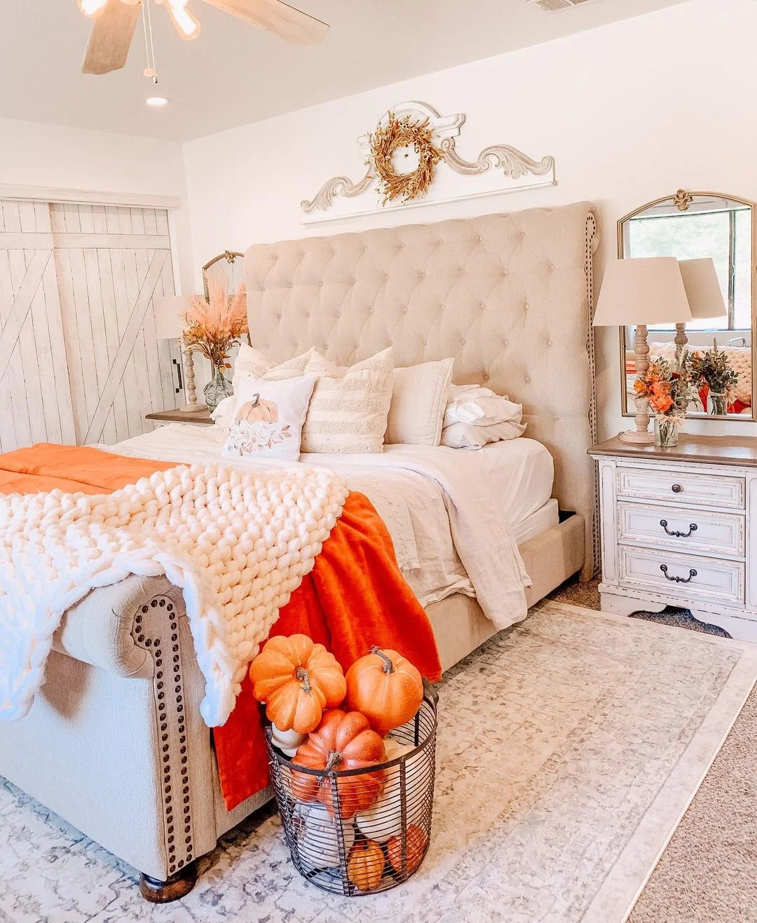 Cozy Fall Tufted Headboard Bedroom