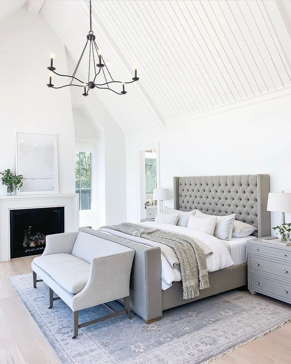 Grand Tufted Headboard &amp; Vaulted Ceiling