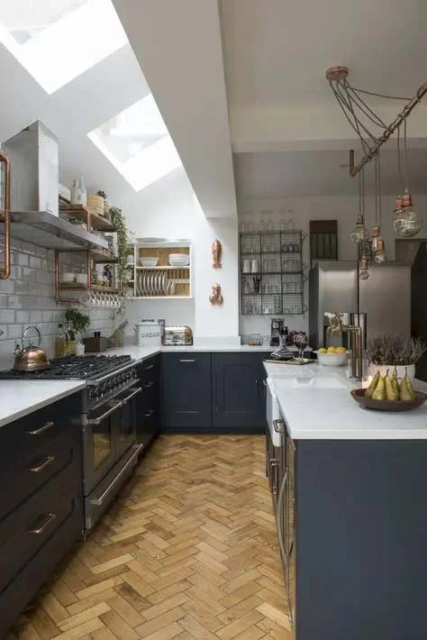 Brighten Your Kitchen with Skylights and Graphite Cabinets