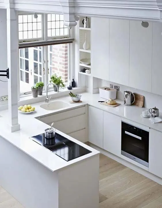 Refresh Your U-Shaped Kitchen with Classic White Cabinets