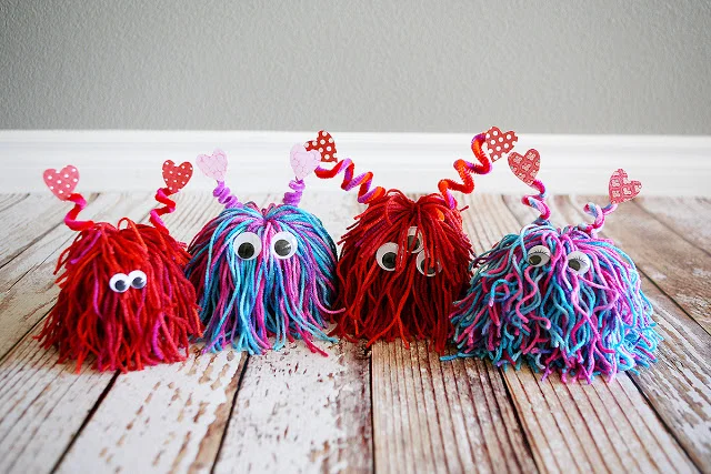 Valentine&#39;s Day Yarn Monsters