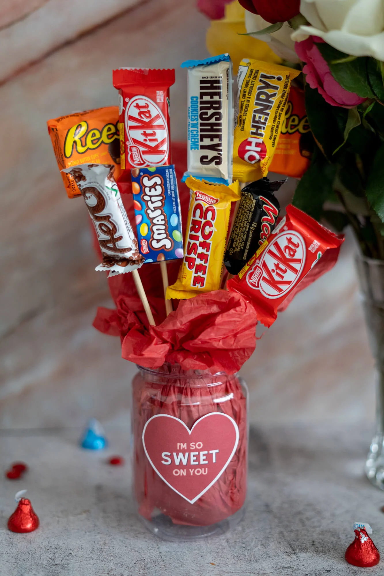 Mason Jar Candy Bouquet