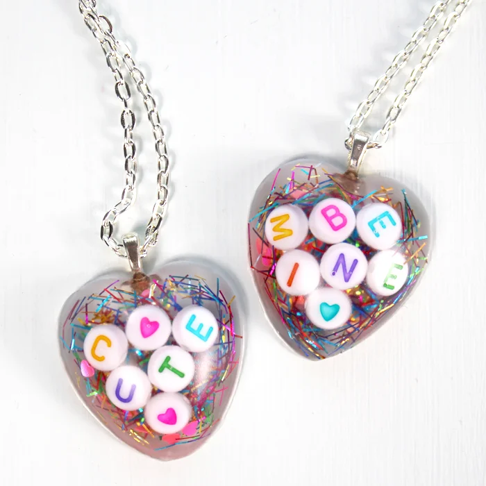 Conversation Hearts Resin Valentine Necklace DIY