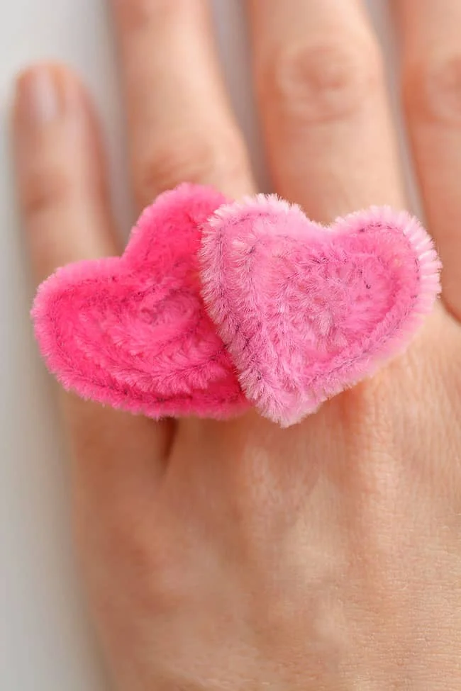 Cute Heart Rings from Pipe Cleaners