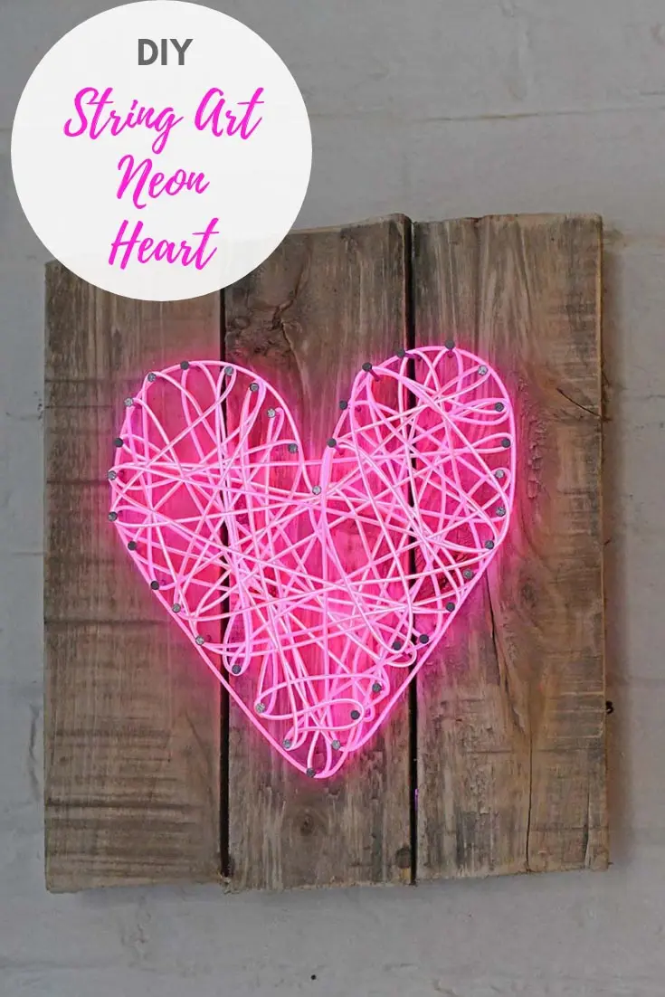 String Art Neon Heart Sign