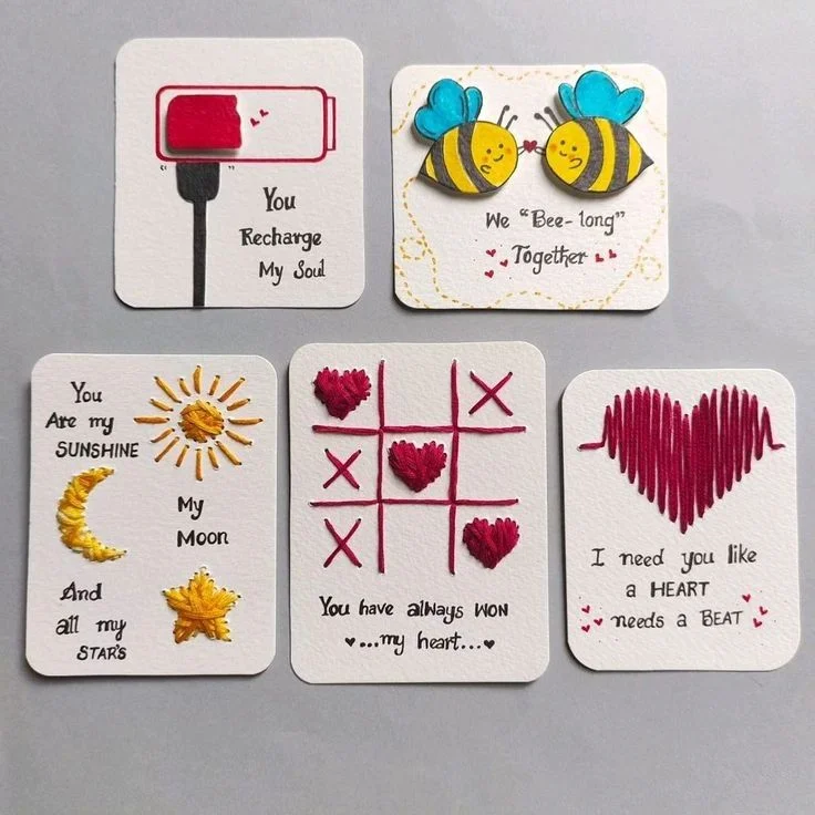 Stitched Valentine&#39;s Cards - Handmade with Love