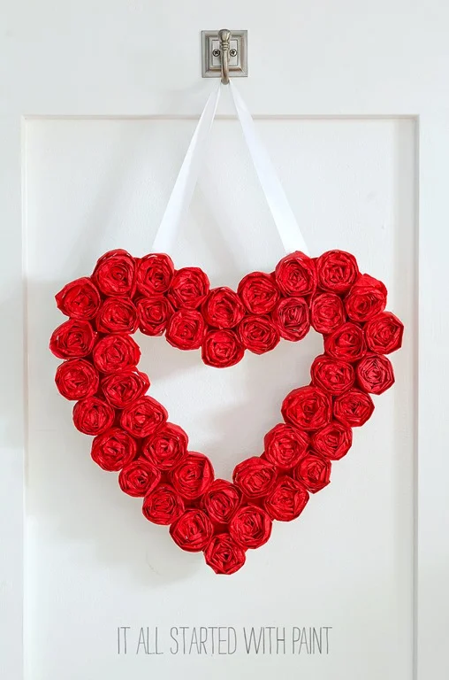 Tissue Paper Valentine Wreath