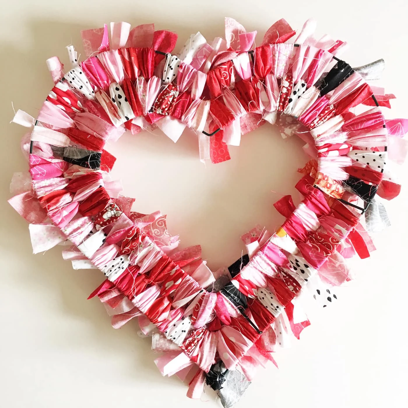 Heart Fabric Rag Wreath