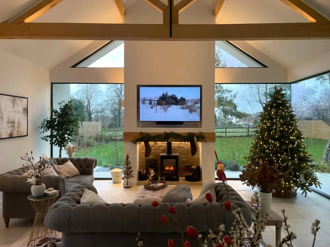 Cozy Low Vaulted Christmas Living Room