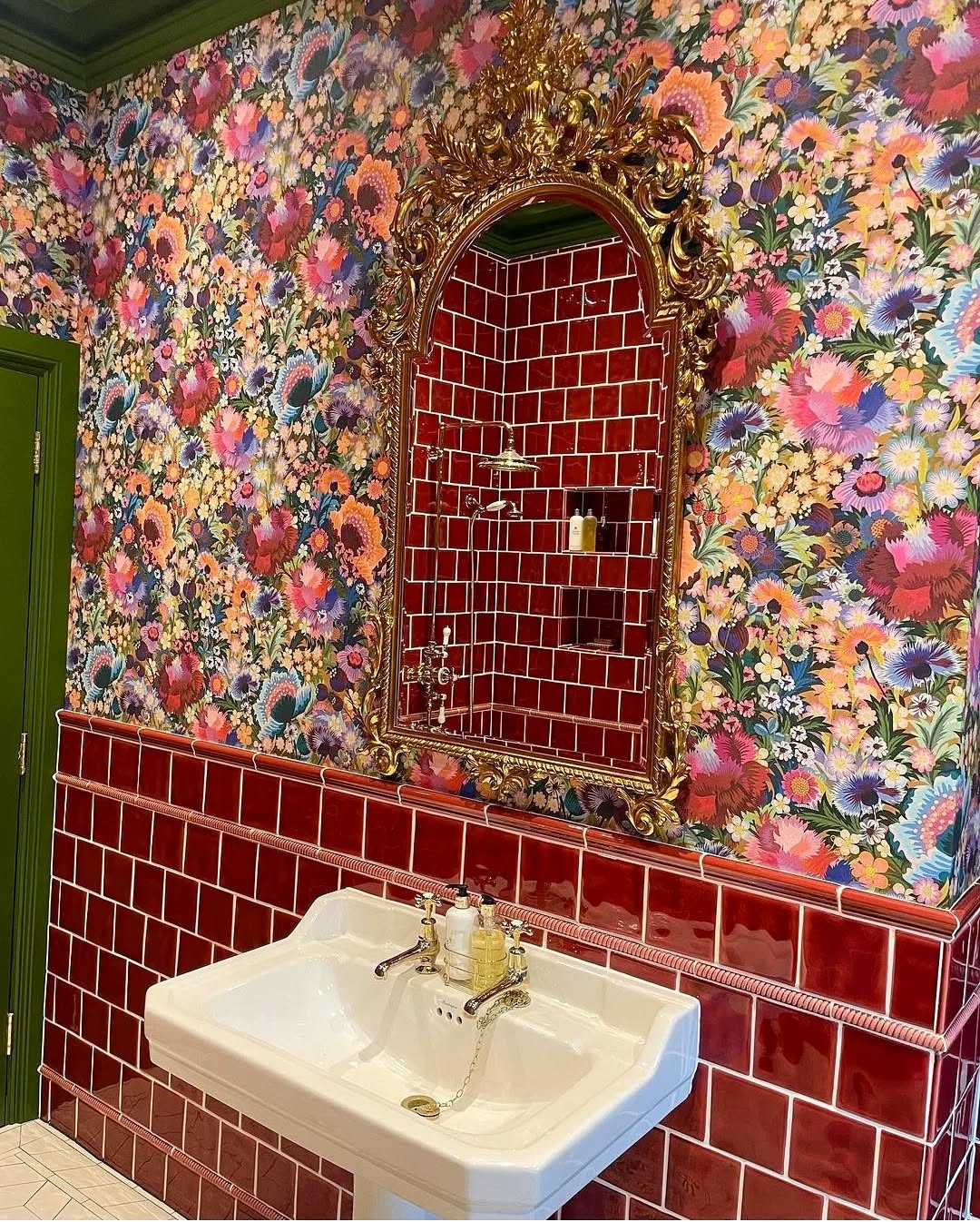 Bold Vintage Floral Bathroom